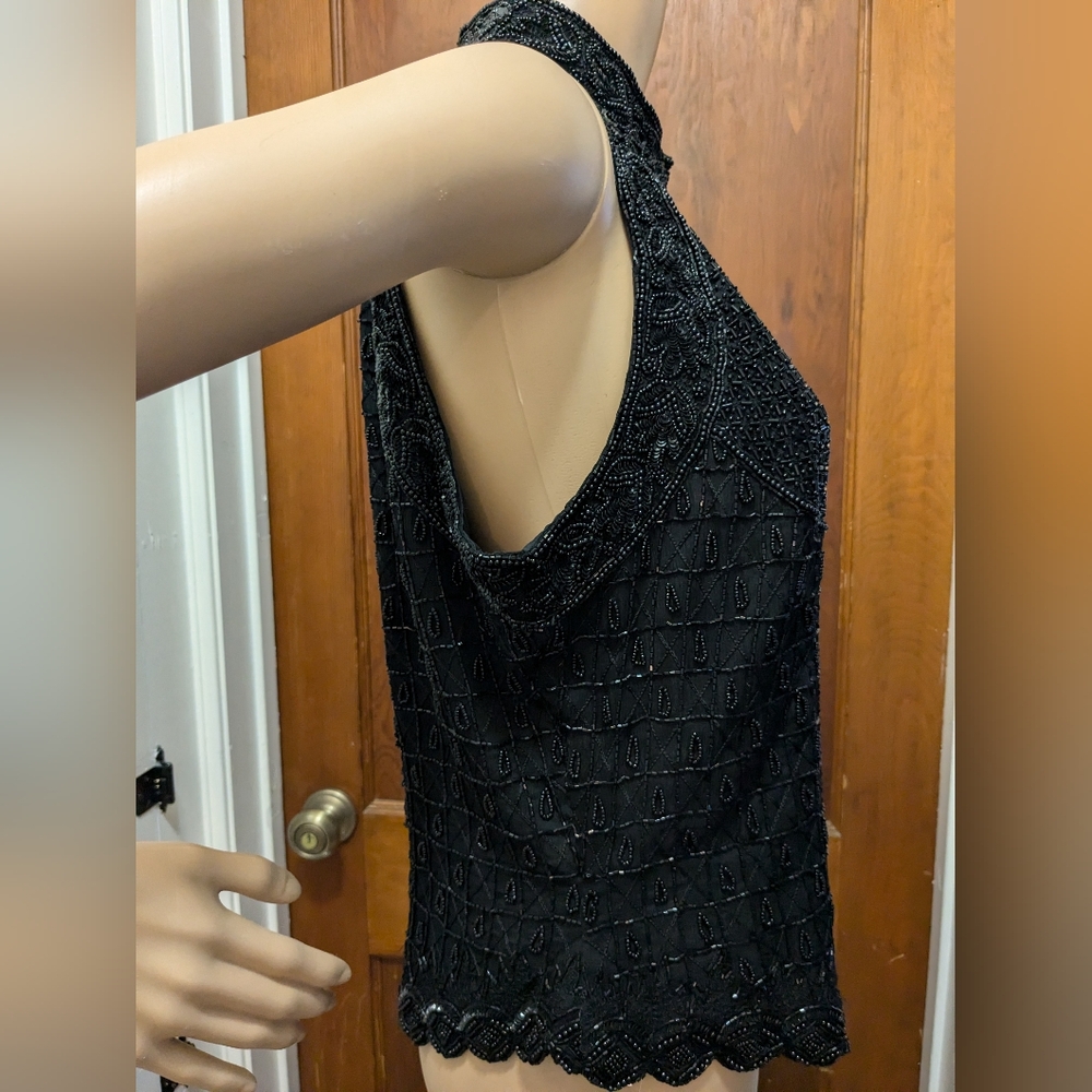 Black Beaded Tank by Papell Boutique Evening Large - Picture 4 of 15